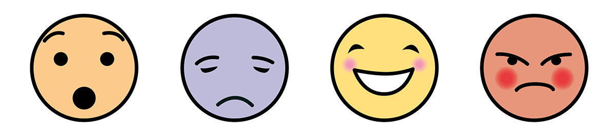 Dibujos de caras expresando emociones